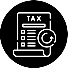 A black and white icon of an electronic tax form.